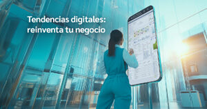 Ilustración futurista de tecnología emergente en 2025, con inteligencia artificial, computación cuántica y automatización empresarial optimizando la gestión de una empresa.